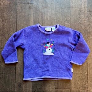 VTG Purple Baby  SONOMA 24month Girls  Fleece Snowman Pullover Sweater